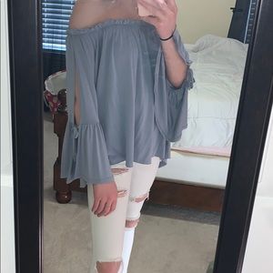 Blue off the shoulder top